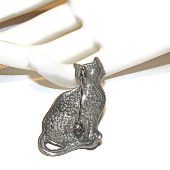 Pewter Cat Pin, REN Cat Brooch - Picture 5 of 5